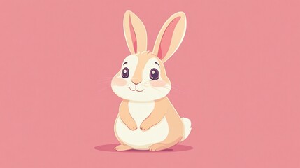 Fototapeta premium Charming Flat Vector Illustration: Cute Rabbit Cartoon Character Captivating with Its Adorable Features