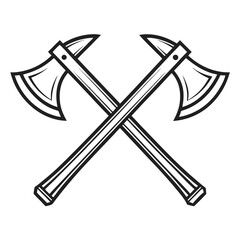 Crossed Battle Axes Silhouette Icon – Black Vector Illustration of Two Medieval War Axes, Representing Viking Weapons, Warrior Symbols, Fantasy Combat Gear, and Historical Warfare for Graphic Design 
