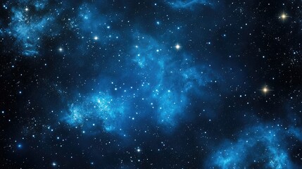 Obraz premium Expansive Cosmic Galaxy with Bright Stars and Ethereal Nebulae on Deep Blue Background Capturing the Beauty of Outer Space in Stunning Detail