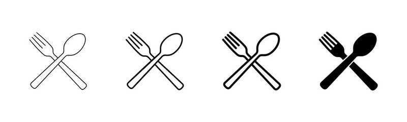 Fork, Spoon, and Knife isolated on white background. Restaurant icon. food icon. Eat. Cutlery icon.