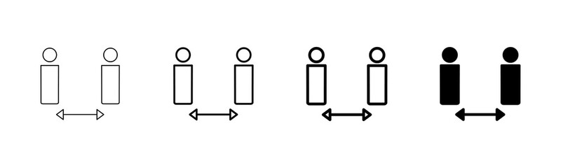 Social distancing icon vector isolated on white background. Keep distance sign. Coronavirus. Social Distancing and Self Quarantine.