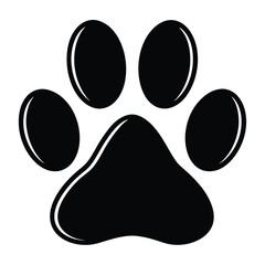 Single Dog Paw Print Vector Silhouette Illustration Design on White Background – A Minimalist Animal Footprint Icon Representing Pets, Canine Tracks, Veterinary Symbols, and Pet Care Branding for Grap