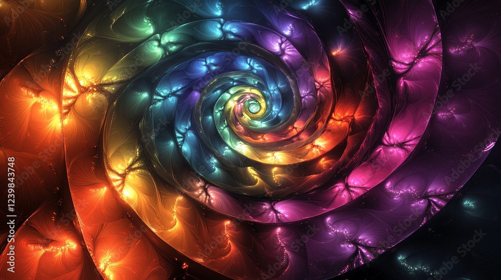Poster colorful swirling pattern with vibrant shades creating a mesmerizing visual effect in an abstract de