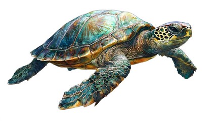 Fototapeta premium Majestic Sea Turtle Swimming Gracefully in Ocean