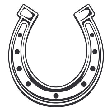 Horse shoe silhouette isolated on white background. Horseshoe icon vector illustration.