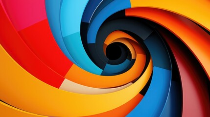 Obraz premium A vibrant spiral of colorful layers, drawing the eye inward, creating a dynamic visual effect with bright hues of red, blue, yellow, and orange.