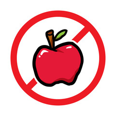 Vector No Apple Sign on White Background
