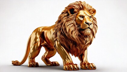 Obraz premium A majestic golden lion sculpture showcasing strength and beauty.