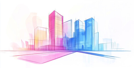 abstract city background design house sketch drawing