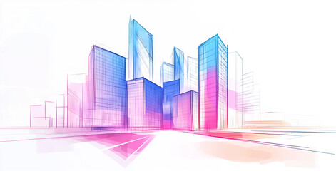 abstract city background design house sketch drawing