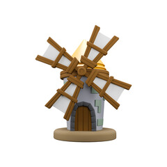 a 3d render of wooden windmill isolated on white