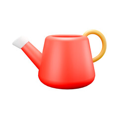 a 3d icon render red watering can isolated on white