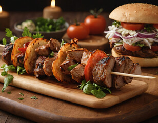 grilled meat with vegetables