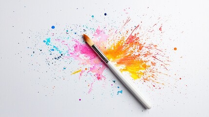 Paintbrush splash, vibrant colors, art supplies, creative process, design background
