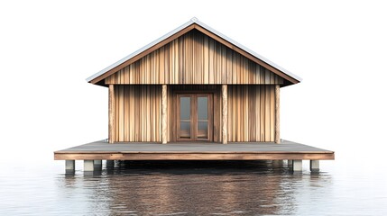 Modern and Rustic Wooden Home Isolated In White Background with Stunning Architecture