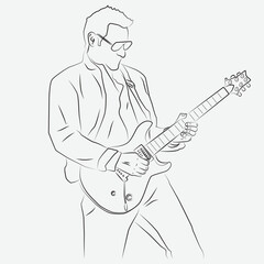Man playing guitar - vector sketch