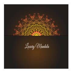 Elegant Yellow and black Mandela Design ,invitation ,with Radiant Patterns and Symmetrical Details