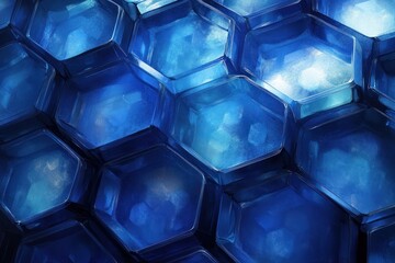 Blue Abstract Honeycomb Carbon Fiber Background Hexagonal Pattern Modern Design