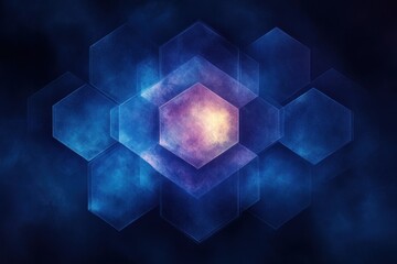 Blue Abstract Honeycomb Pattern with Carbon Fiber Texture and Geometric Design