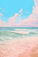 Obraz premium Seascape Illustration: Pastel Ocean Waves and Sky