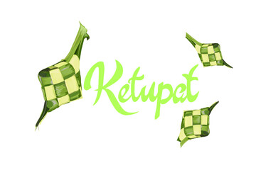 ketupat food with ketupat writing without background