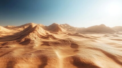 Fototapeta premium A desert landscape with sand dunes and clear blue sky
