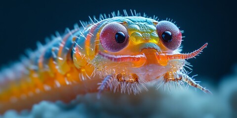 Macro Photography of a Realistic Vibrant Worm in Raw Style