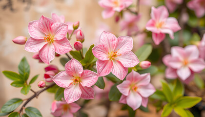 Fototapeta premium Floral background with pink flowers, asian style. isolated with white shades