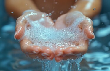 Fototapeta premium Hand Washing Techniques for Infection Prevention with Soap and Water for Health Hygiene during Pandemic
