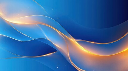 Fototapeta premium Abstract Blue Background with Golden Highlights and Copy Space for Luxury Designs