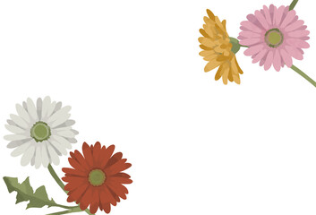 ガーベラのイラストフレーム、コーナーイラスト