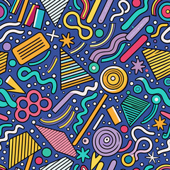 Here's a  and keyword list for your image... Vibrant abstract geometric seamless pattern.