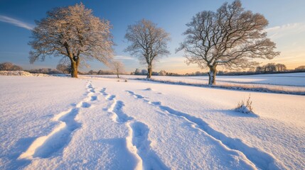 Obraz premium Winter Wonderland: Footprints in the Snow