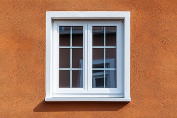 White window on orange wall.