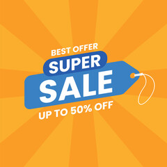 best offer super sale 50% off vector banner