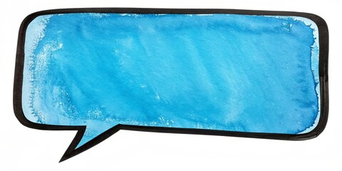 A blue and black drawing of a speech bubble