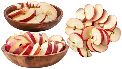 Collection of Juicy Apple Slices Isolated on Transparent Background, Ideal for Recipe and Kitchen Art, Generative AI