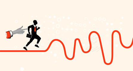 Fototapeta premium Businessman Running on a Winding Path to Success and Growth