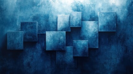 Abstract Deep Blue Geometric Art with Light Gradients and Shapes