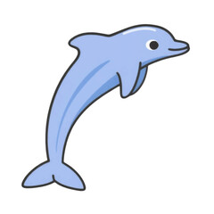 Vector Minimalist Dolphin Leaping Isolated White Background