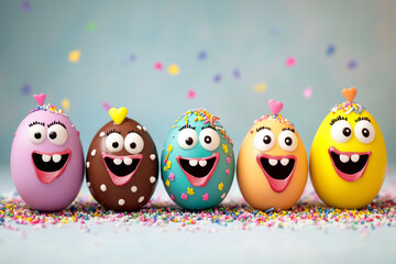 Obraz premium happy easter candles easter choclate funny smiling