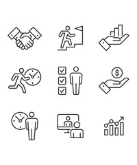Set of Business and Finance web icons in line style