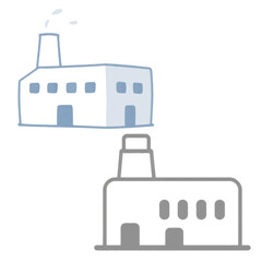 Illustration Style Factory Icon in Gray Isolated White Background