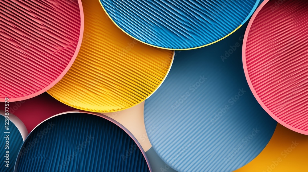 Poster colorful overlapping circles with textured patterns create a vibrant abstract display in a modern de
