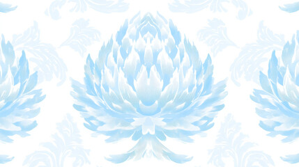 Seamless floral pattern with blue artichoke design