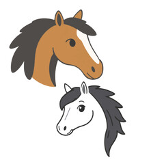 Vector Minimalist Horse Head Isolated White Background