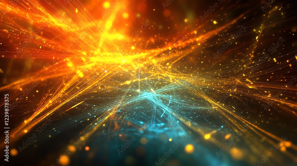 Poster bright lines of orange and blue light create a dynamic abstract design in an artistic display of vib