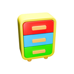 3d rendered of cupboard with three drawers 