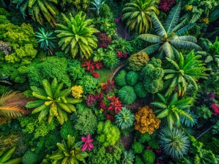 Fototapeta premium Tropical Leaves Jungle Foliage Aerial Drone View