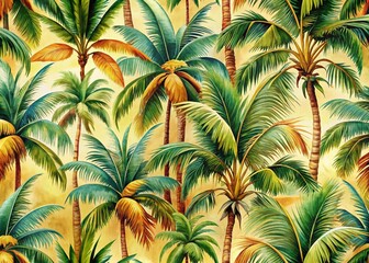 Fototapeta premium Tropical Palm Tree Wallpaper Design: Elegant Summer Background Texture
